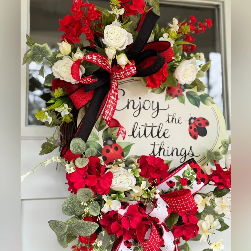 Enjoy The Little Things Ladybug Wreath